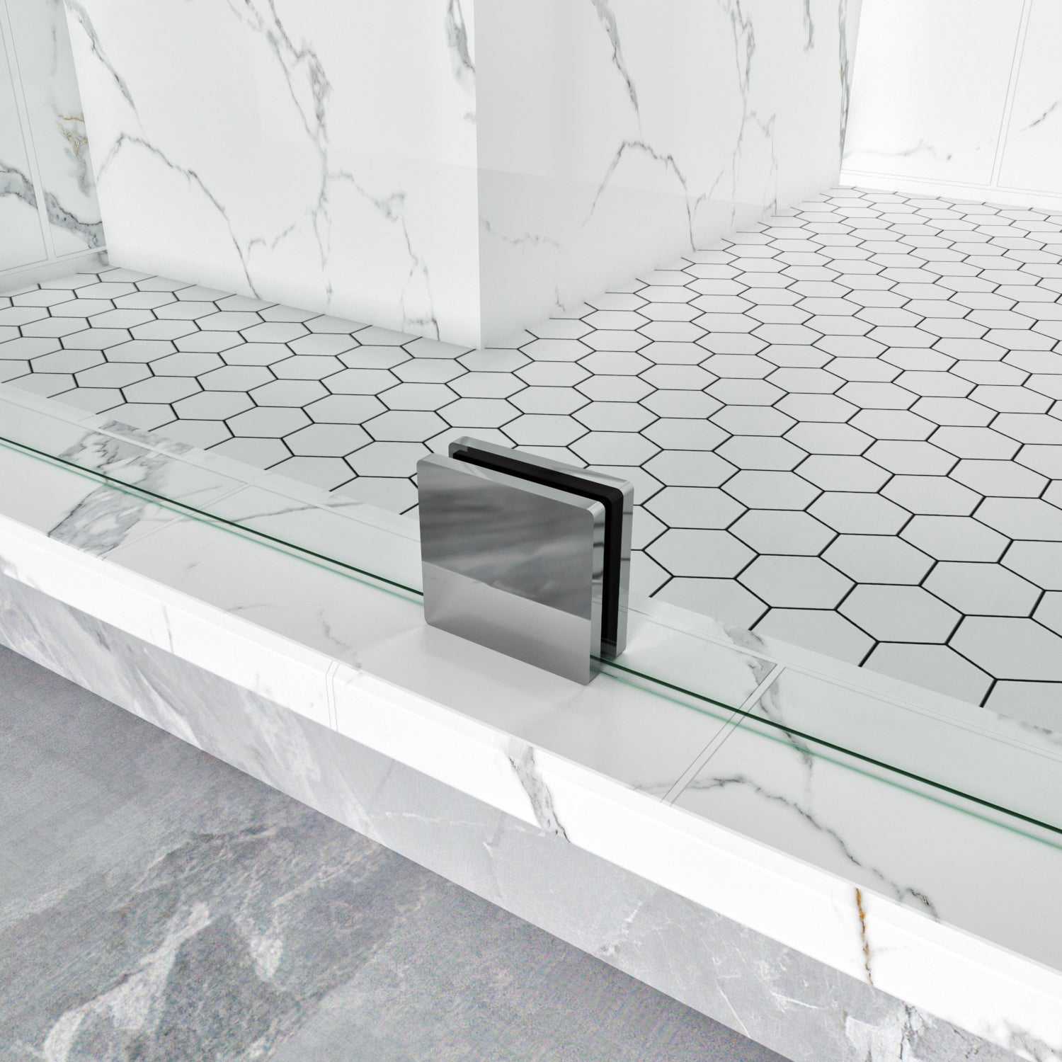 Bathroom Swing Door Frameless Glass Brass Hardware Height 72" BC - 04 - Bakiwhs