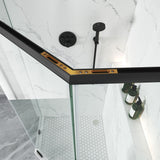 Diamond Shape Glass Swing shower Door Height 72" BZ - 08 - Bakiwhs