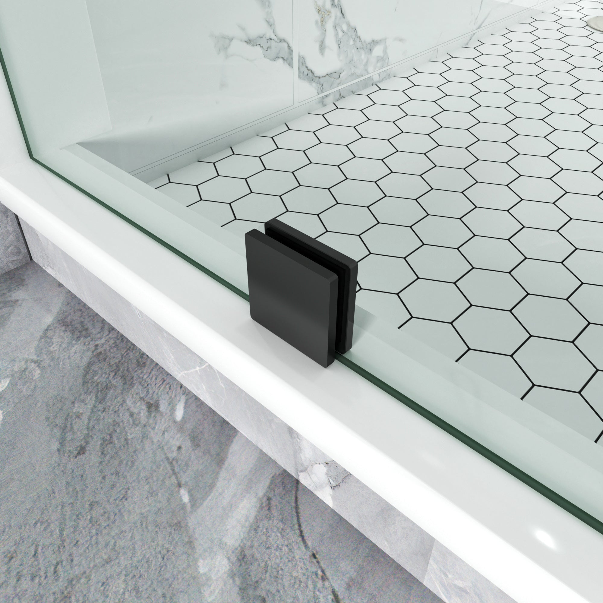 Diamond Shape Glass Swing shower Door Height 72" BZ - 08 - Bakiwhs