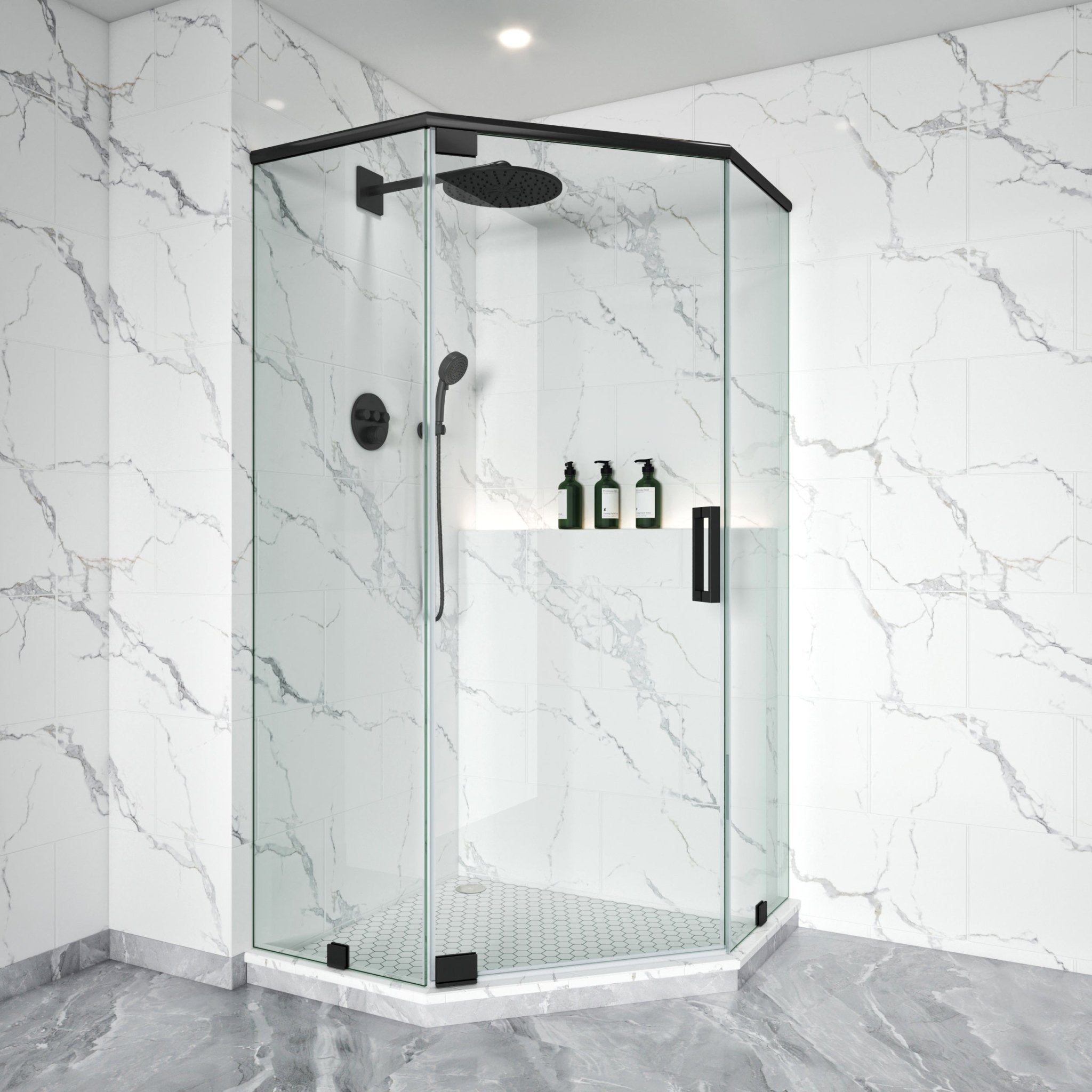Diamond Shape Glass Swing shower Door Height 72" BZ - 08 - Bakiwhs