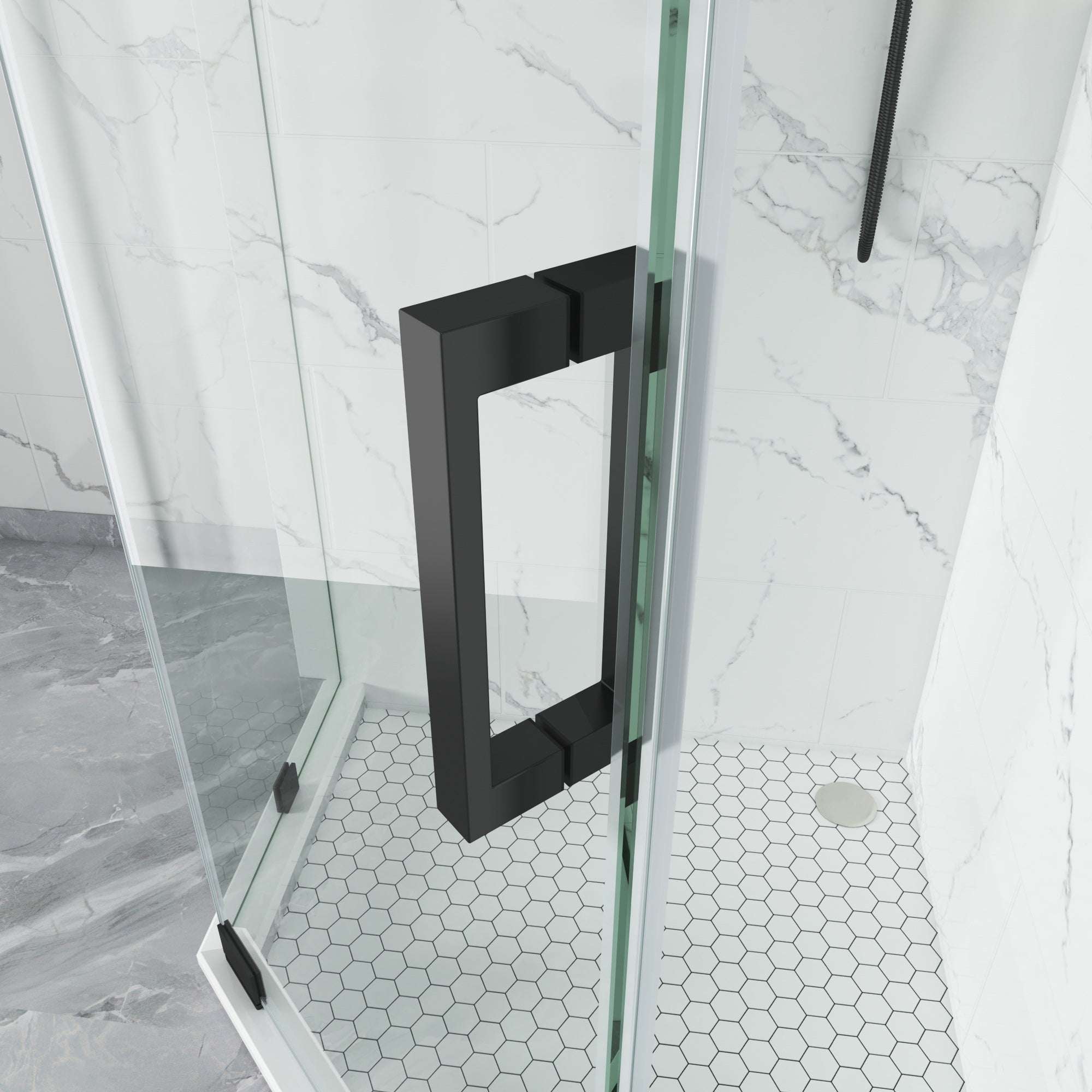 Diamond Shape Glass Swing shower Door Height 72" BZ - 08 - Bakiwhs