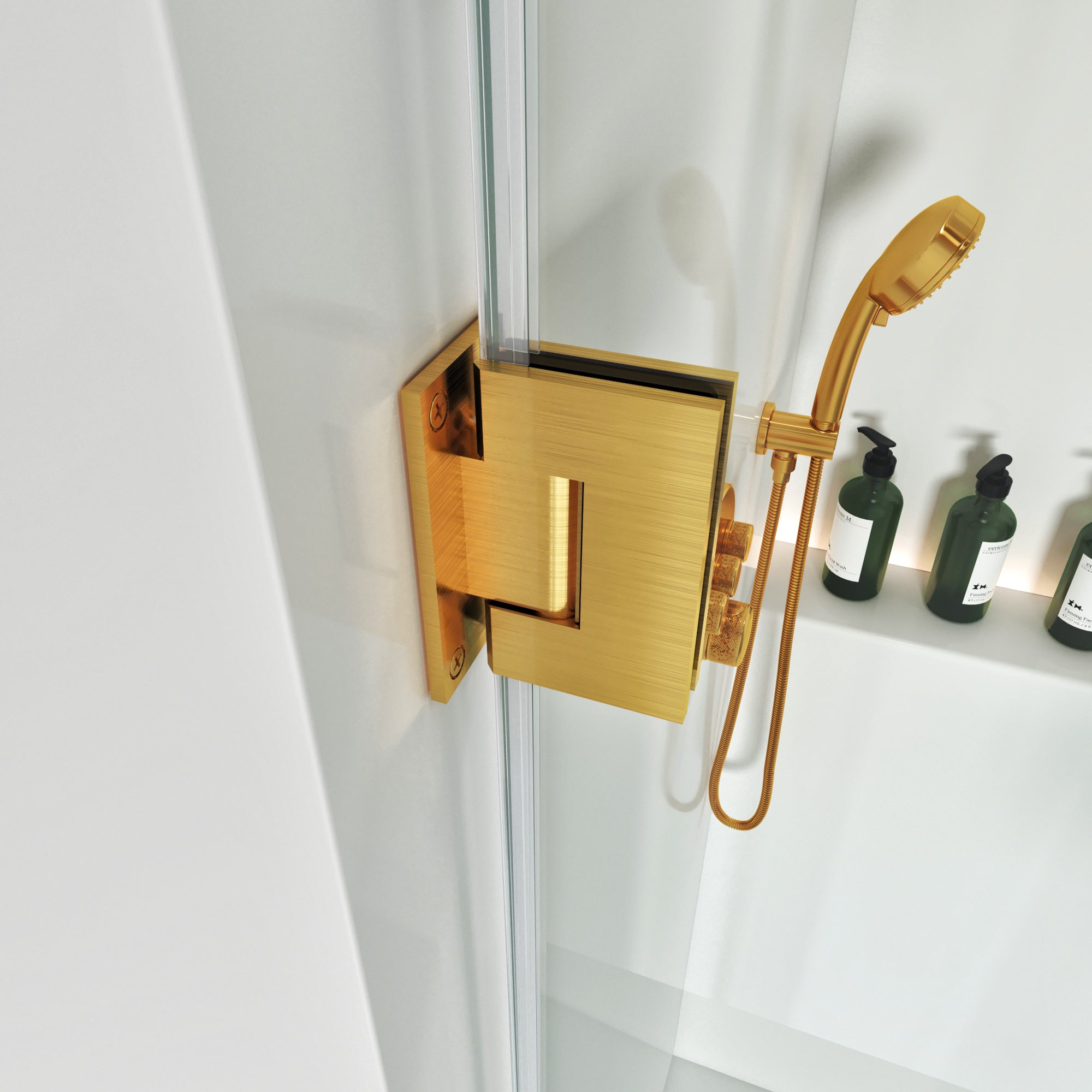 Frameless Shower Swing Door Brass Hardware Height 80" BC - 06 - Bakiwhs