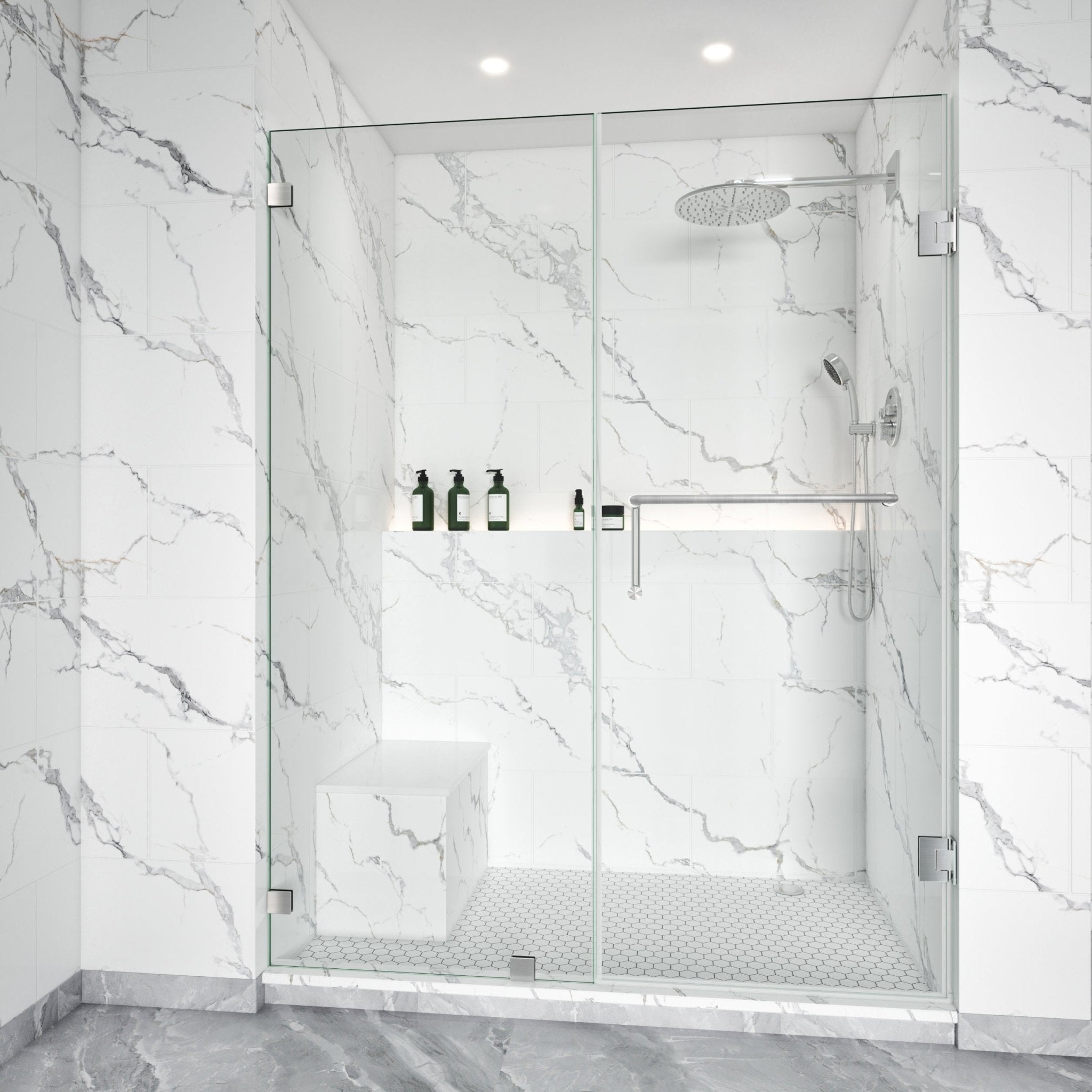 Frameless Shower Swing Door Brass Hardware Height 80" BC - 06 - Bakiwhs