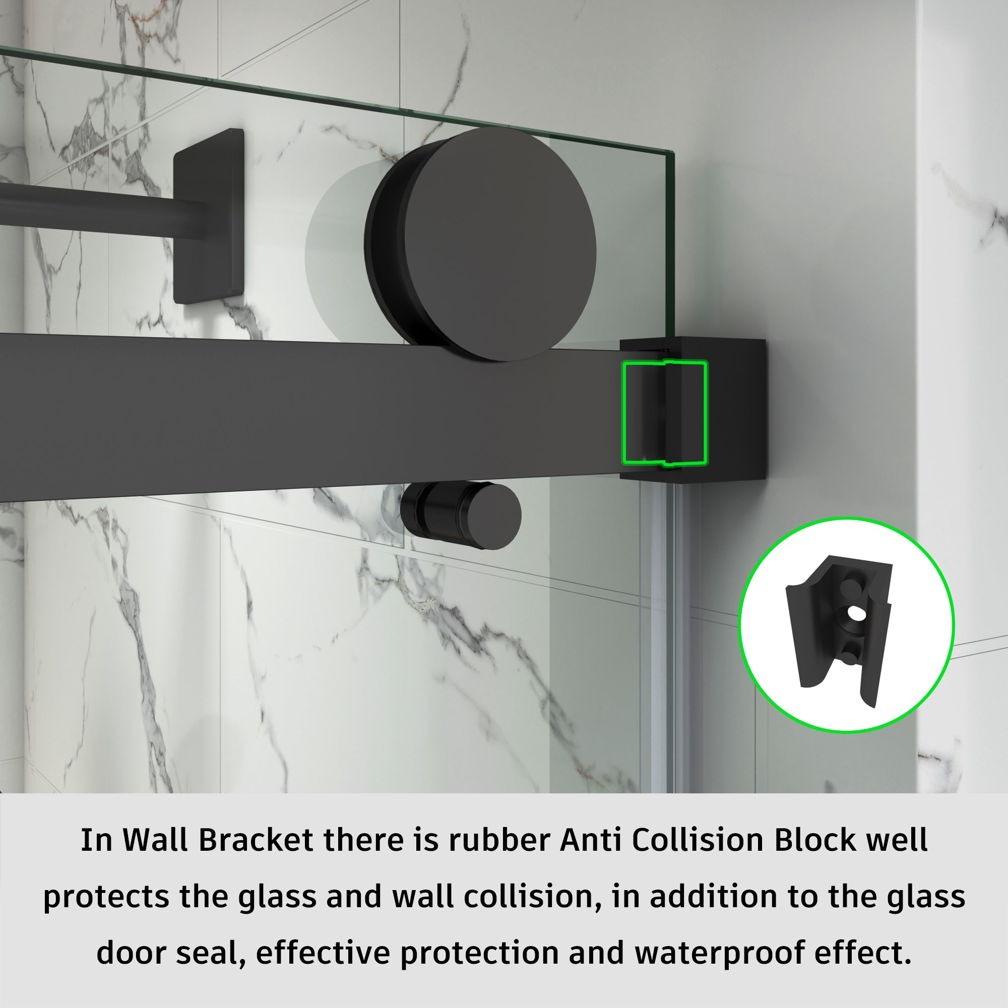 Frameless Single Sliding Shower Door 3/8 Tempered Glass BS - 05 - Bakiwhs