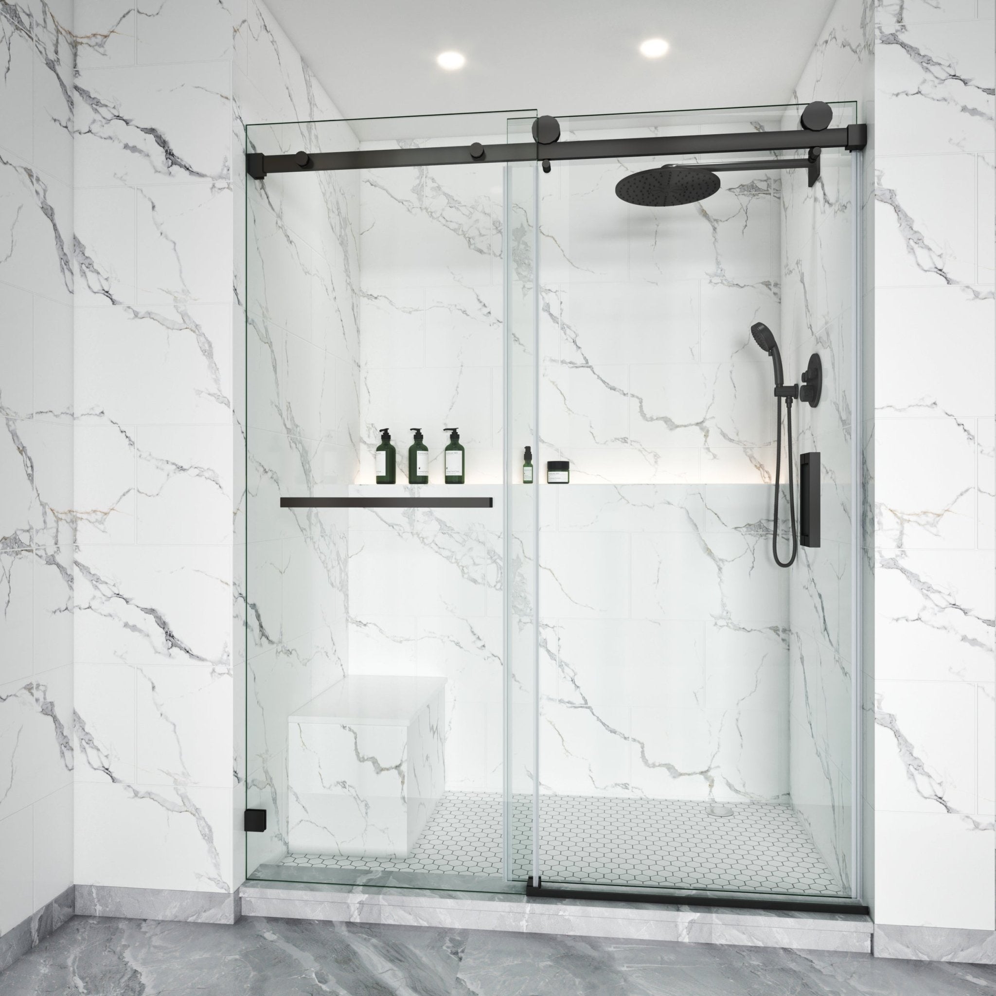 Frameless Single Sliding Shower Door 3/8 Tempered Glass BS - 05 - Bakiwhs