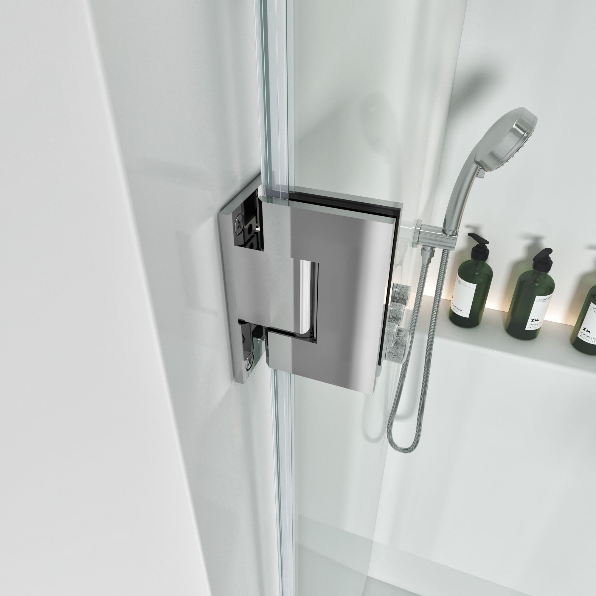 Frameless Swing Shower Door Brass Hardware L style Height 76" BC - 02 - Bakiwhs