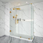 Frameless Swing Shower Door Brass Hardware L style Height 76" BC - 02 - Bakiwhs