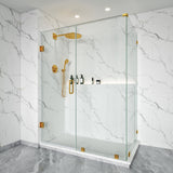 Frameless Swing Shower Door Brass Hardware L style Height 76" BC - 02 - Bakiwhs