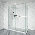 Frameless Swing Shower Door Brass Hardware L style Height 76" BC - 02 - Bakiwhs