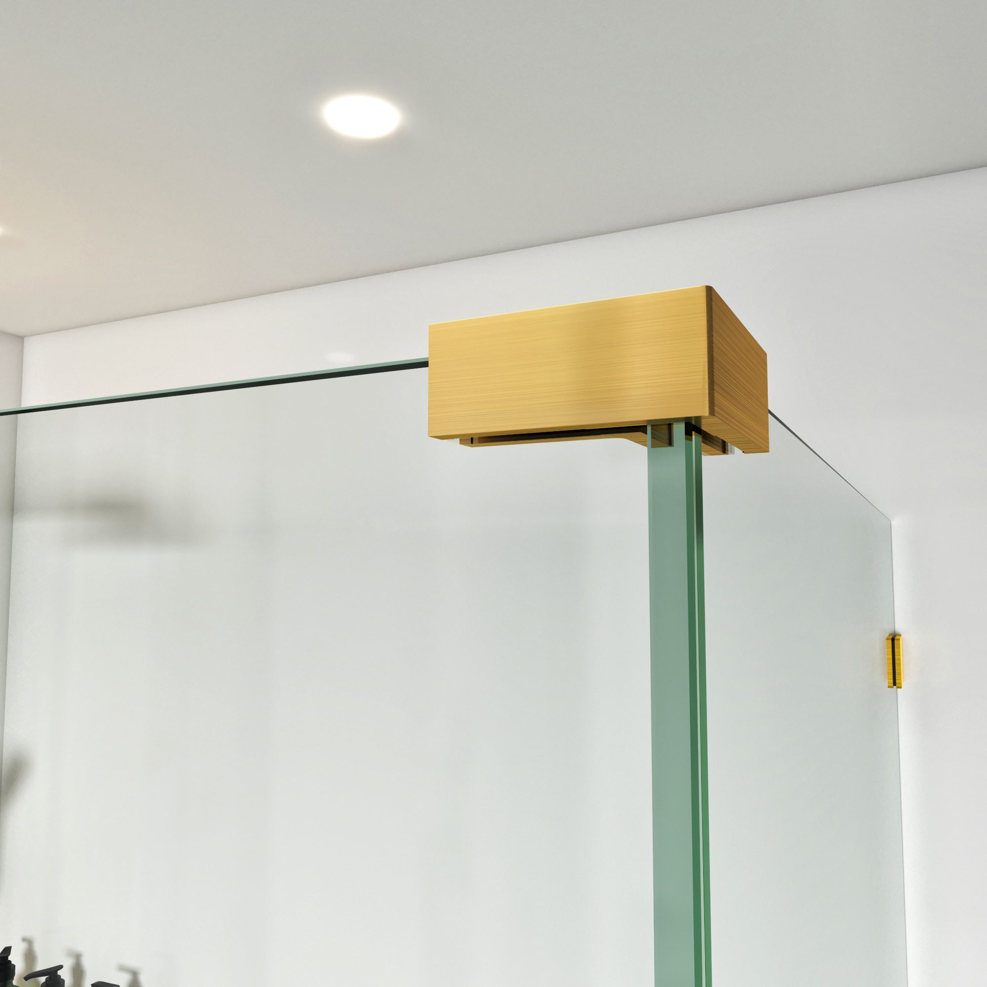 Frameless Swing Shower Door Brass Hardware L style Height 76" BC - 02 - Bakiwhs