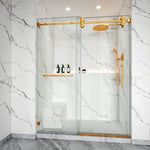 Single Sliding Frameless Shower Door Round Bar BS - 04 - Bakiwhs