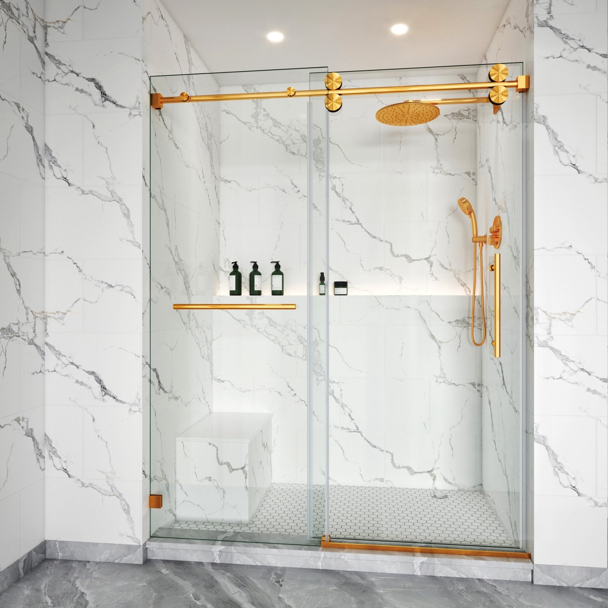 Single Sliding Frameless Shower Door Round Bar BS - 04 - Bakiwhs