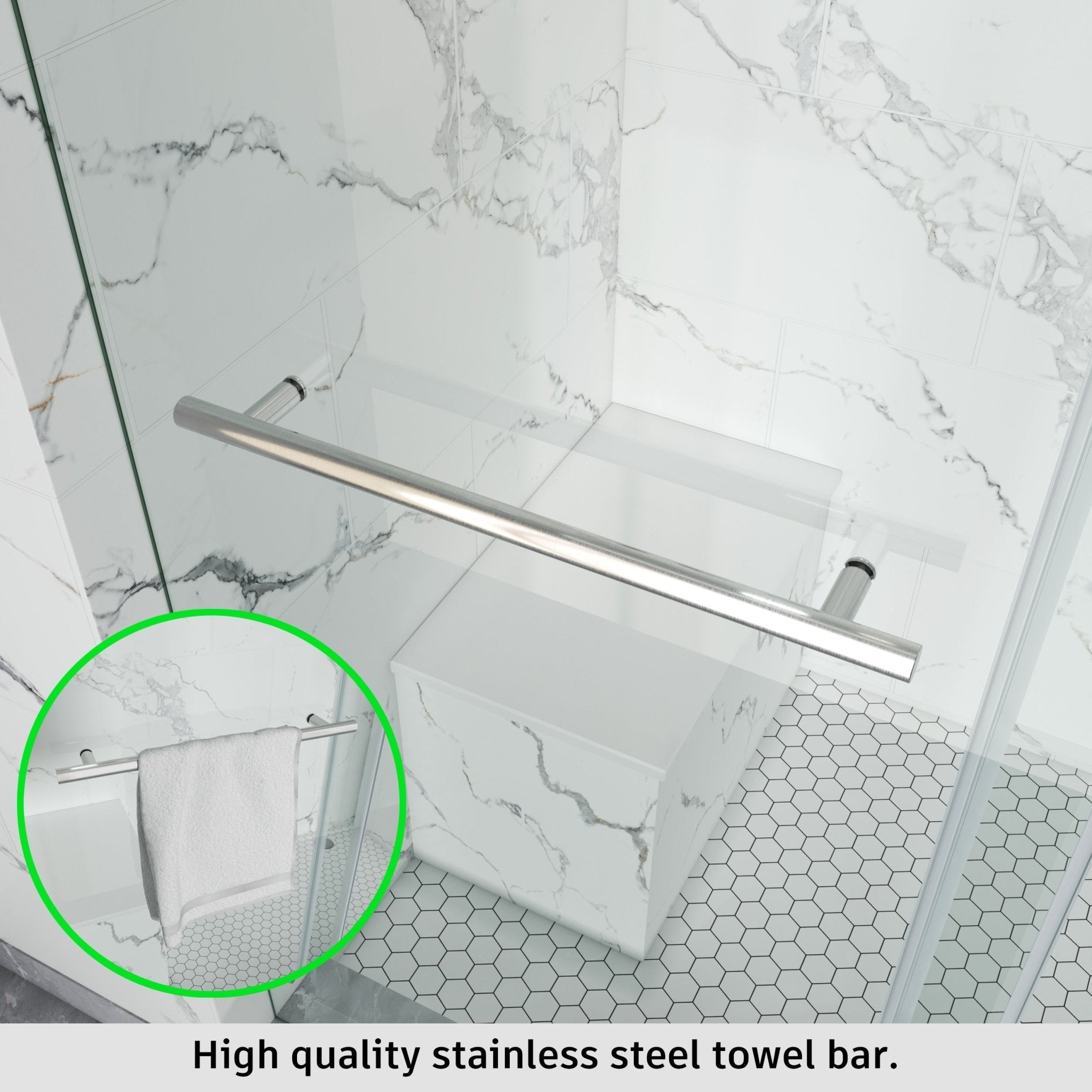 Single Sliding Frameless Shower Door Round Bar BS - 04 - Bakiwhs