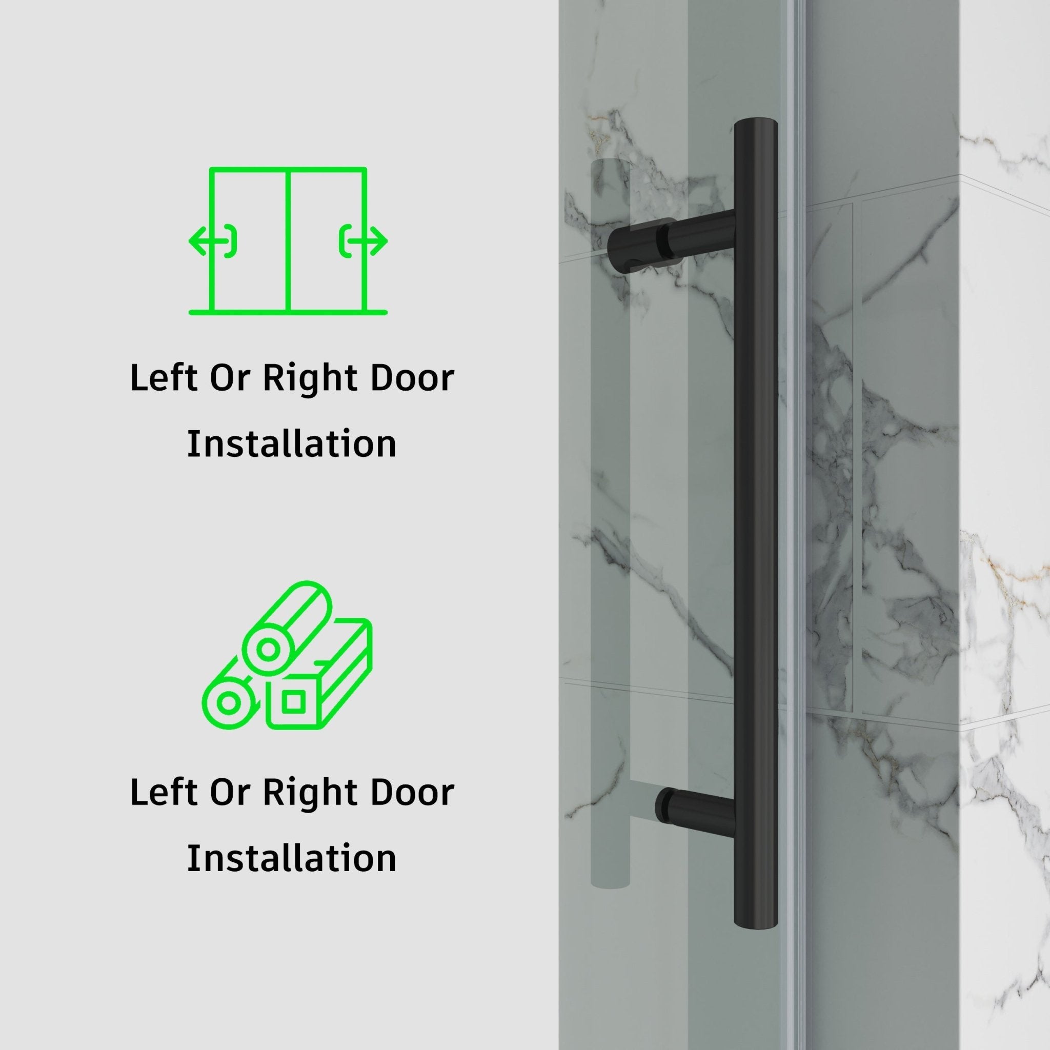 Single Sliding Frameless Shower Door Round Bar BS - 04 - Bakiwhs