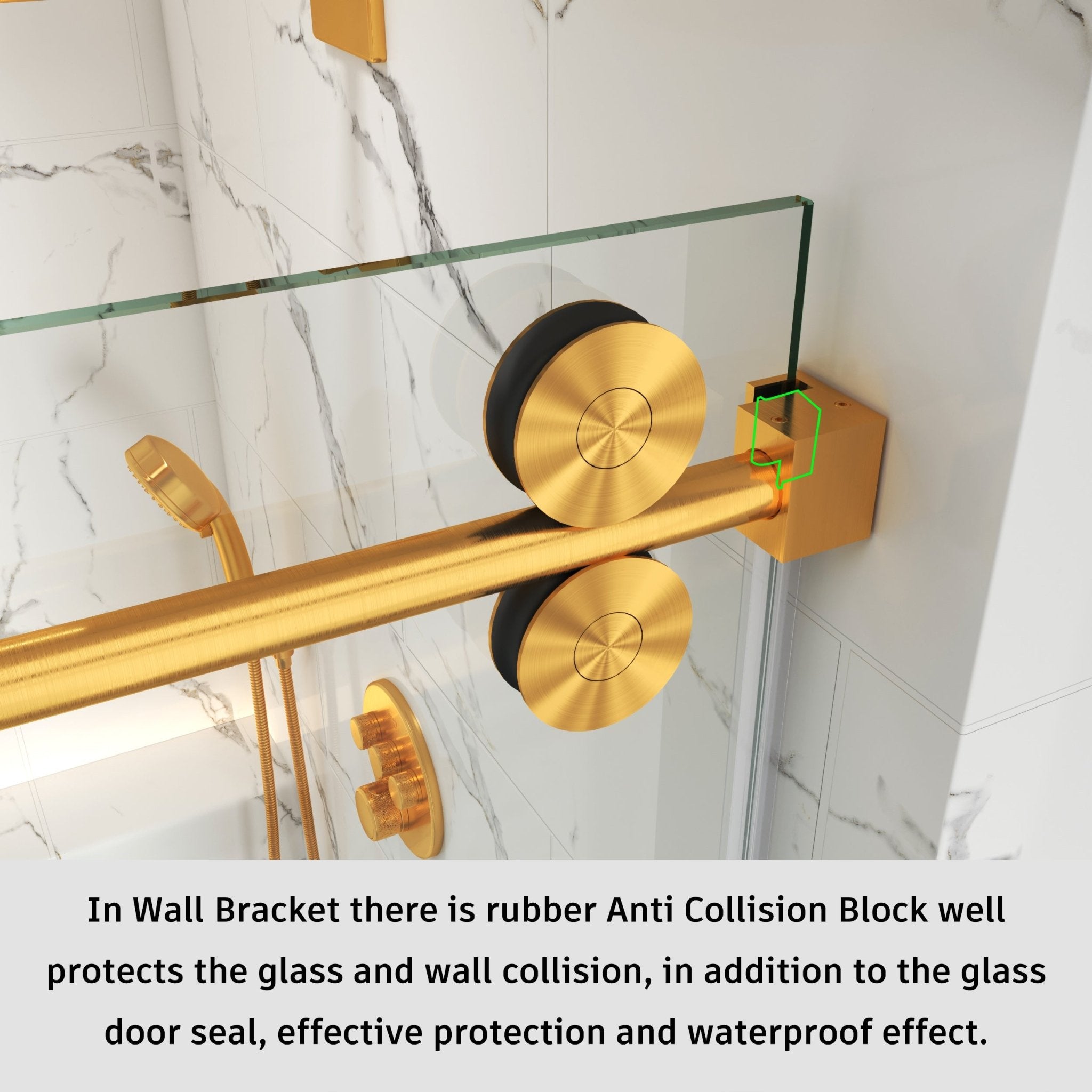 Single Sliding Frameless Shower Door Round Bar BS - 04 - Bakiwhs