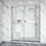 Single Sliding Frameless Shower Door Round Bar BS - 04 - Bakiwhs