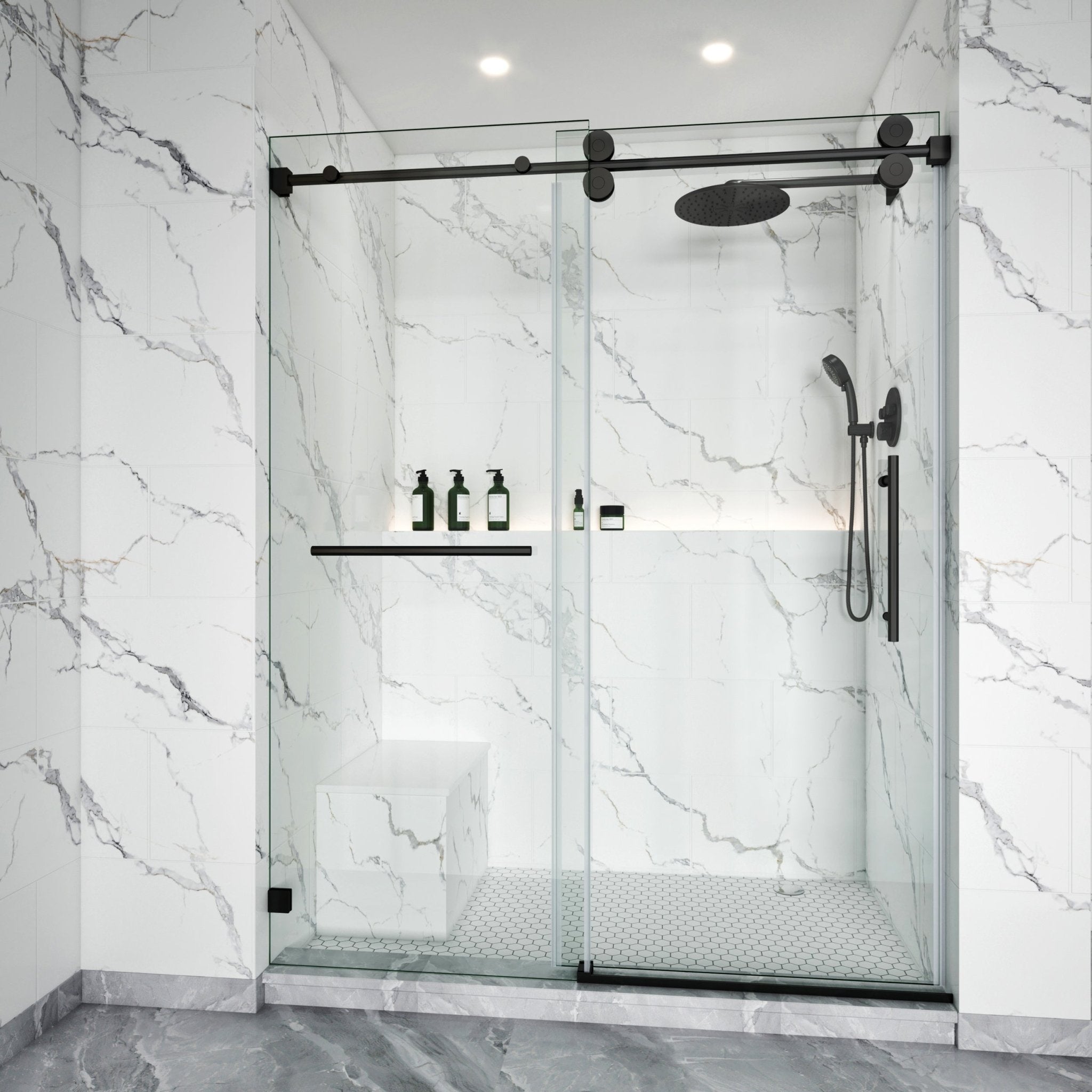Single Sliding Frameless Shower Door Round Bar BS - 04 - Bakiwhs