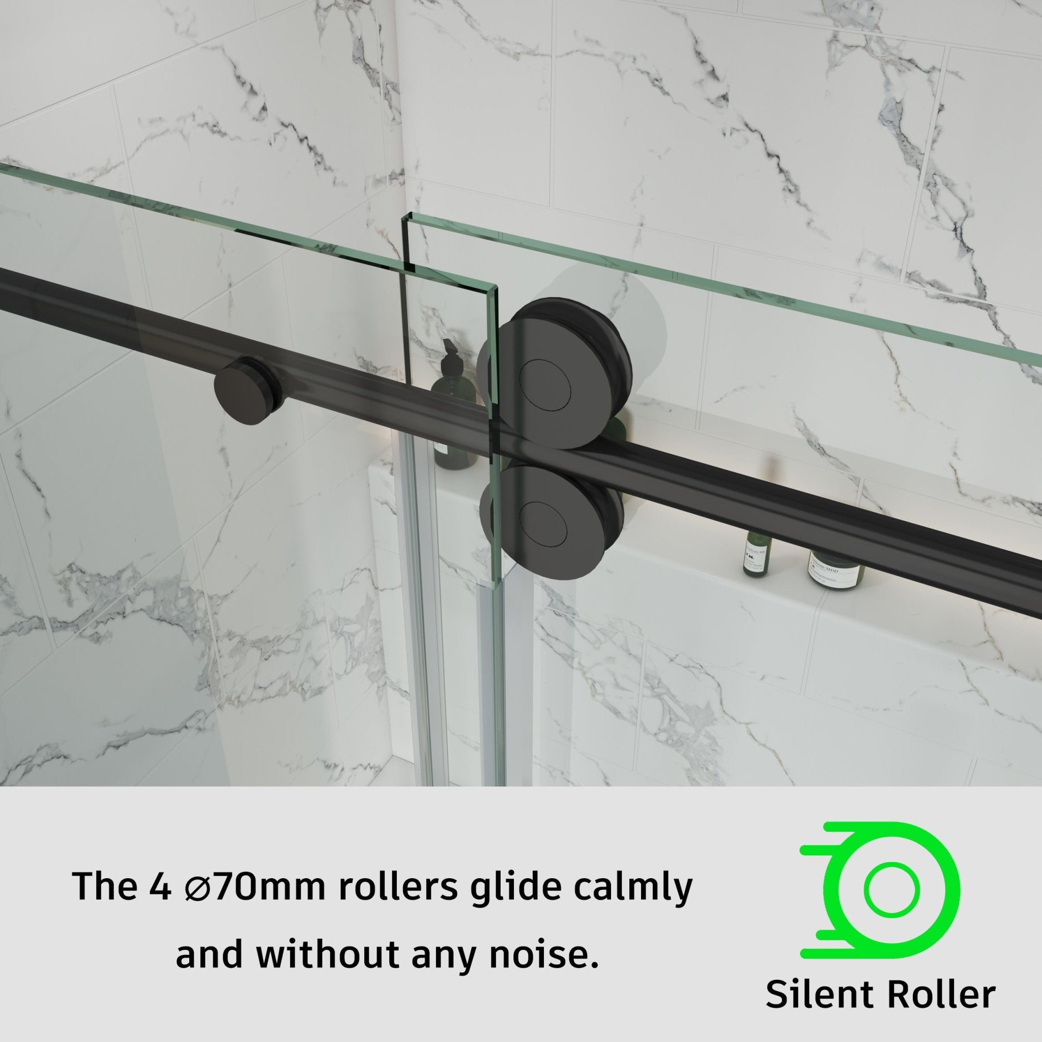 Single Sliding Frameless Shower Door Round Bar BS - 04 - Bakiwhs