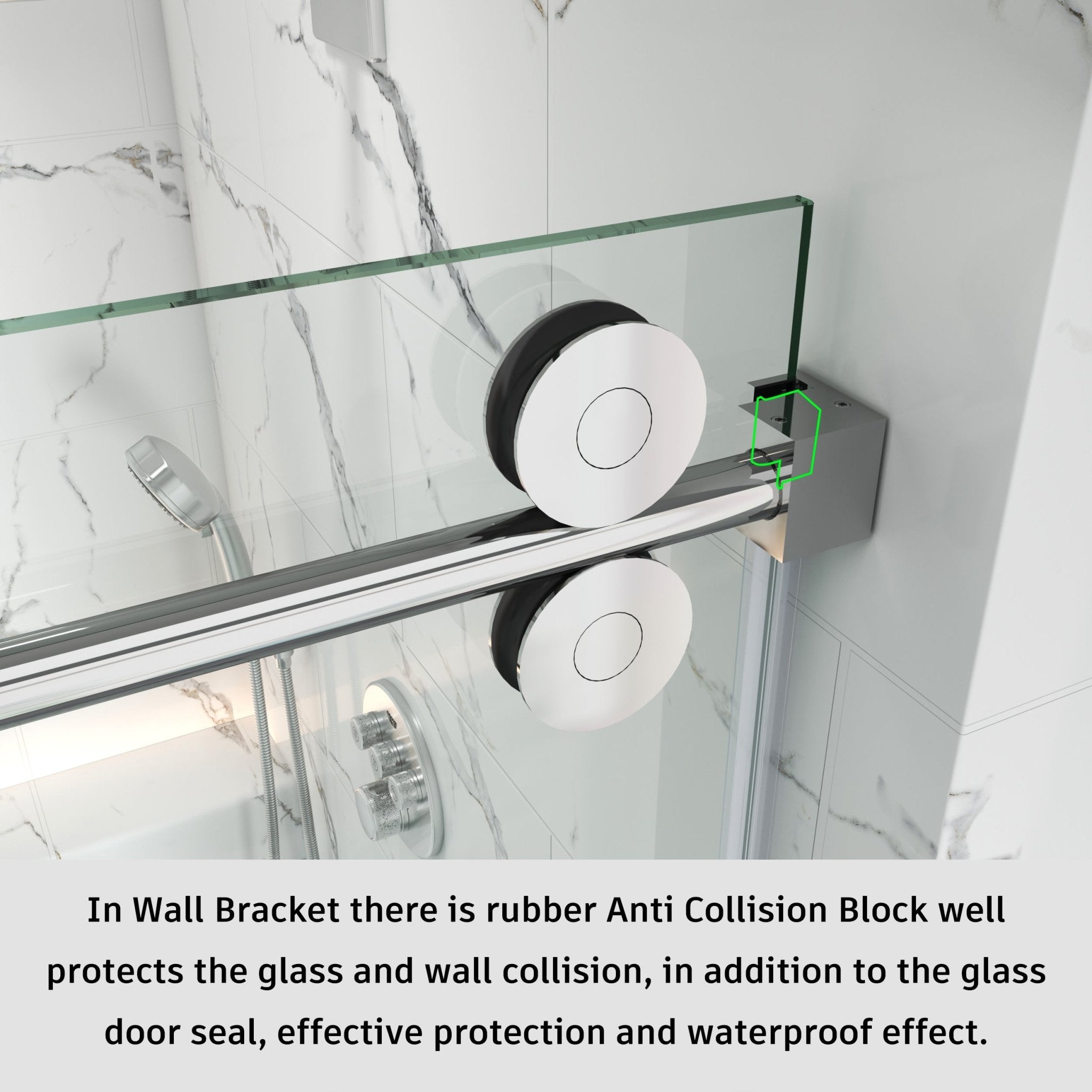 Single Sliding Frameless Shower Door Round Bar BS - 04 - Bakiwhs