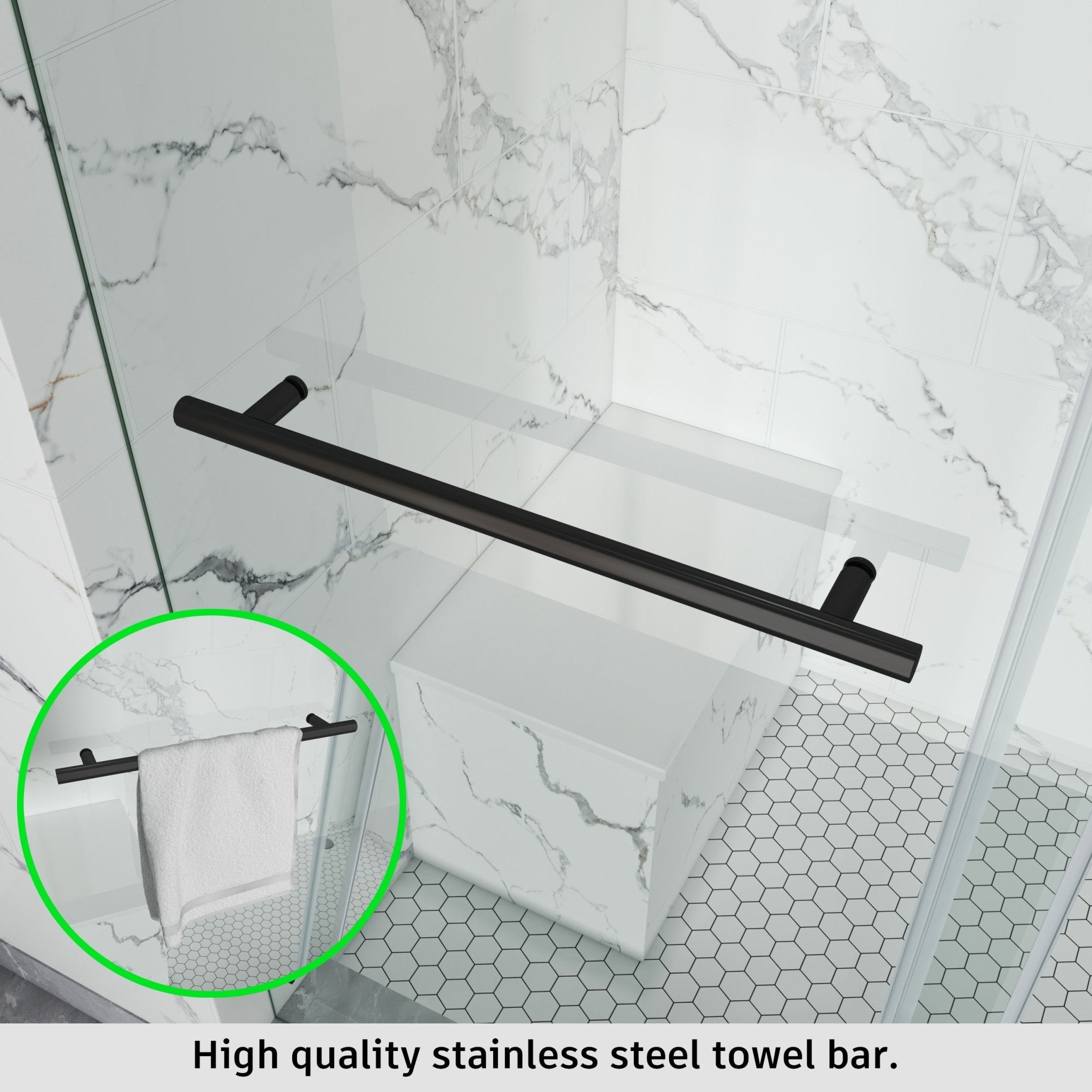 Single Sliding Frameless Shower Door Round Bar BS - 04 - Bakiwhs