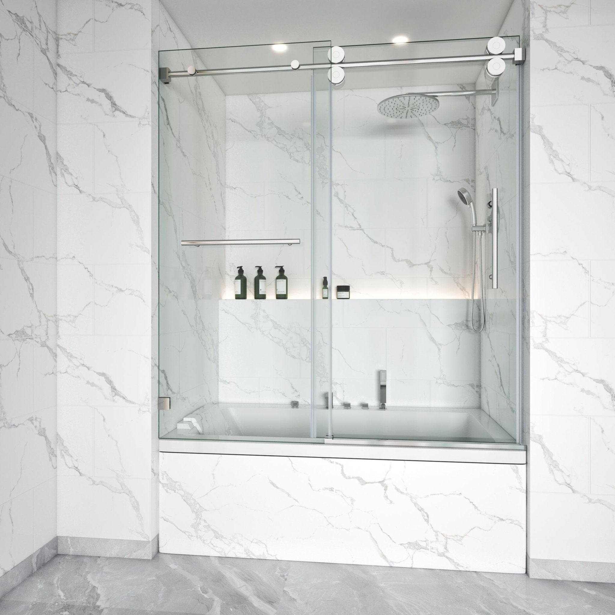 Single Sliding Tub Shower Door 3/8" Glass BS - 04 - Bakiwhs