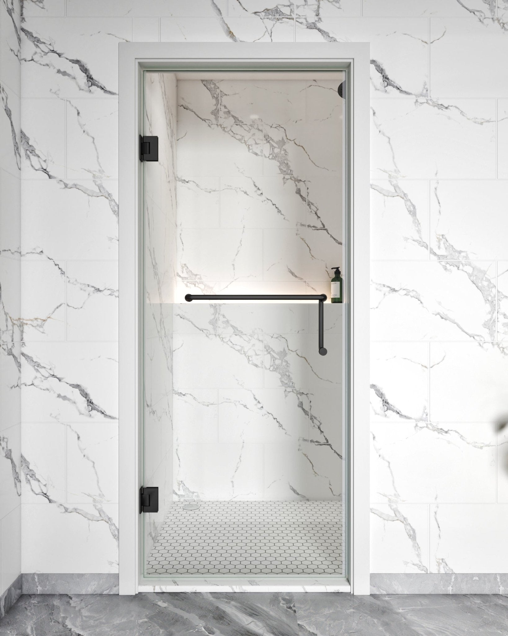 Single Swing Glass Door for Shower Brass Hardware Height 80" BC - 10 - Bakiwhs