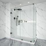 Swing Frameless Shower Door Brass Hardware L style Height 80" BC - 03 - Bakiwhs