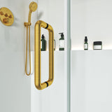 Swing Frameless Shower Door Brass Hardware L style Height 80" BC - 03 - Bakiwhs
