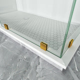 Swing Frameless Shower Door Brass Hardware L style Height 80" BC - 03 - Bakiwhs