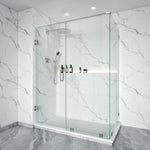 Swing Frameless Shower Door Brass Hardware L style Height 80" BC - 03 - Bakiwhs