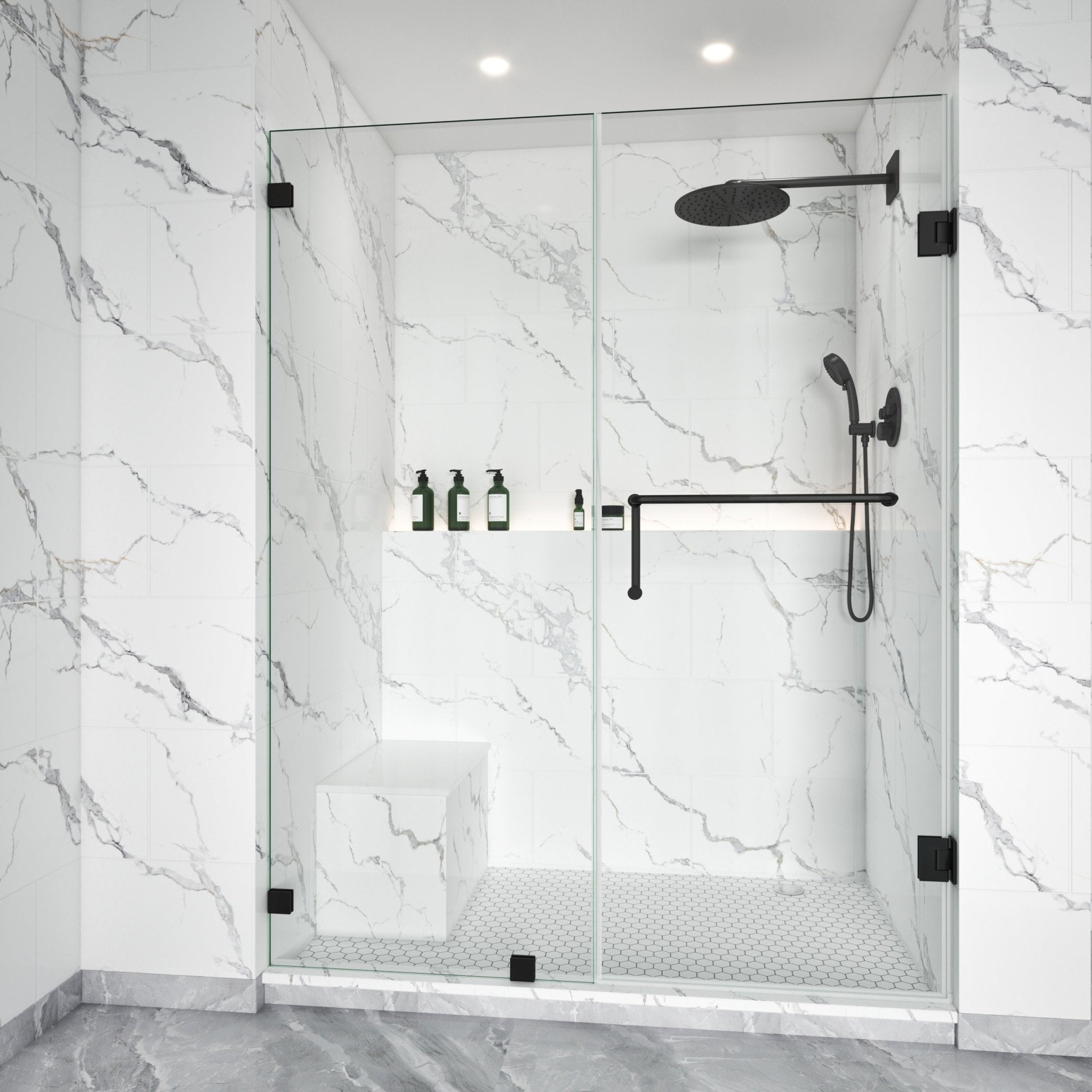 Swing Glass Door for Shower Brass Hardware Height 76" BC - 05 - Bakiwhs