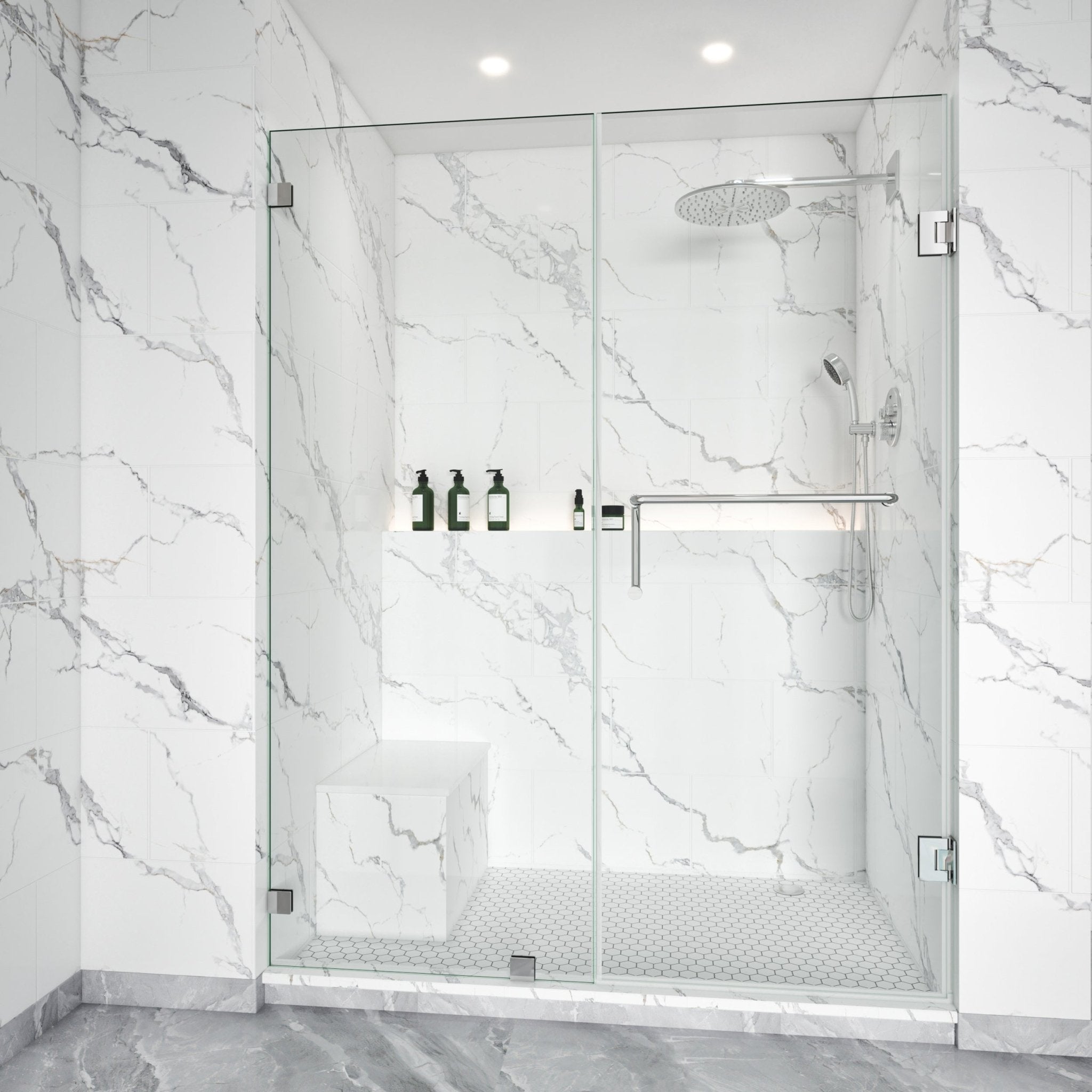 Swing Glass Door for Shower Brass Hardware Height 76" BC - 05 - Bakiwhs