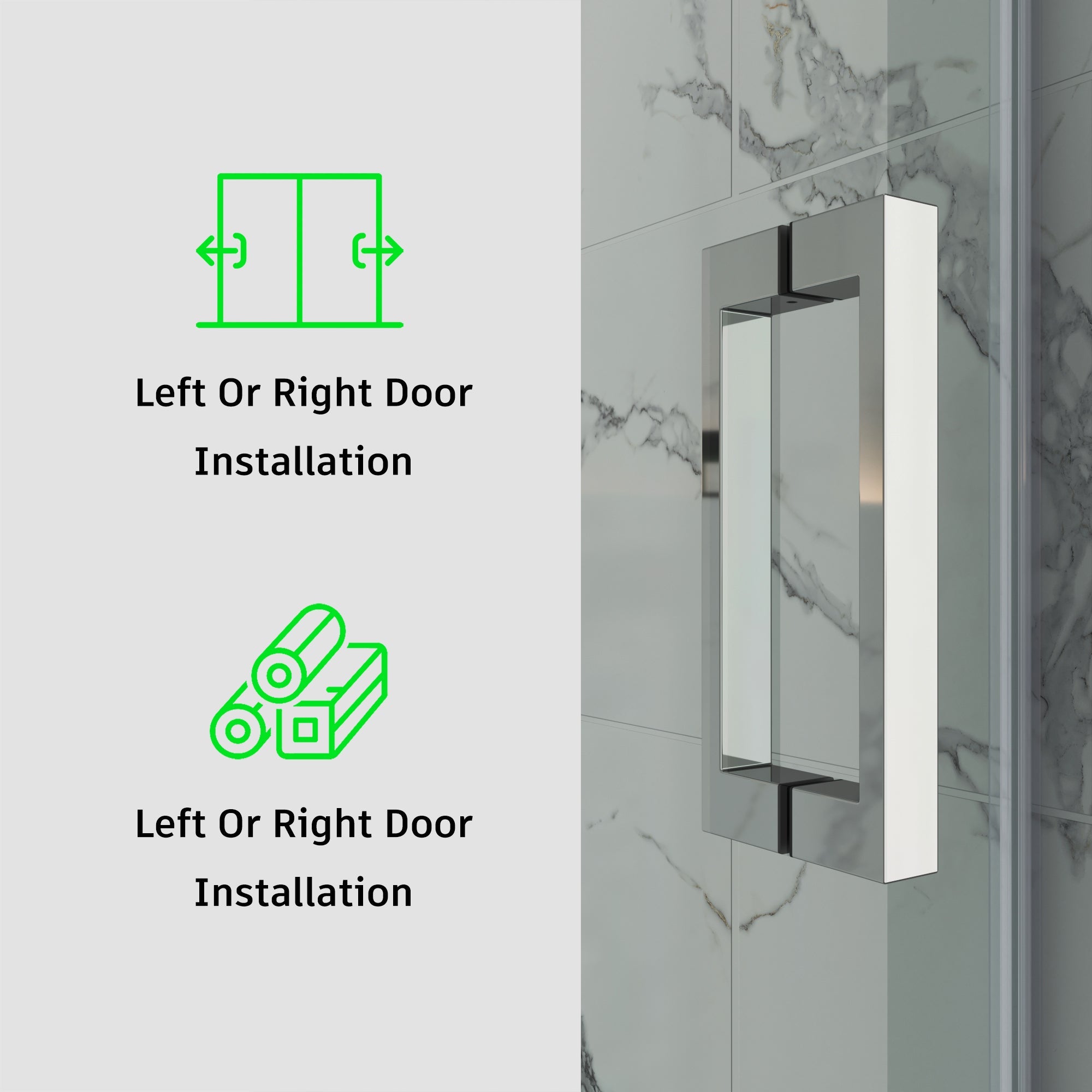 Tub Shower Door Frameless Single Sliding Square Bar BS - 05 - Bakiwhs