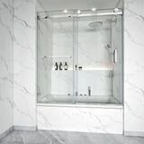 Tub Shower Door Frameless Single Sliding Square Bar BS-05