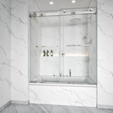 Double Sliding Frameless Tub Shower Door 3/8" Glass BD-01