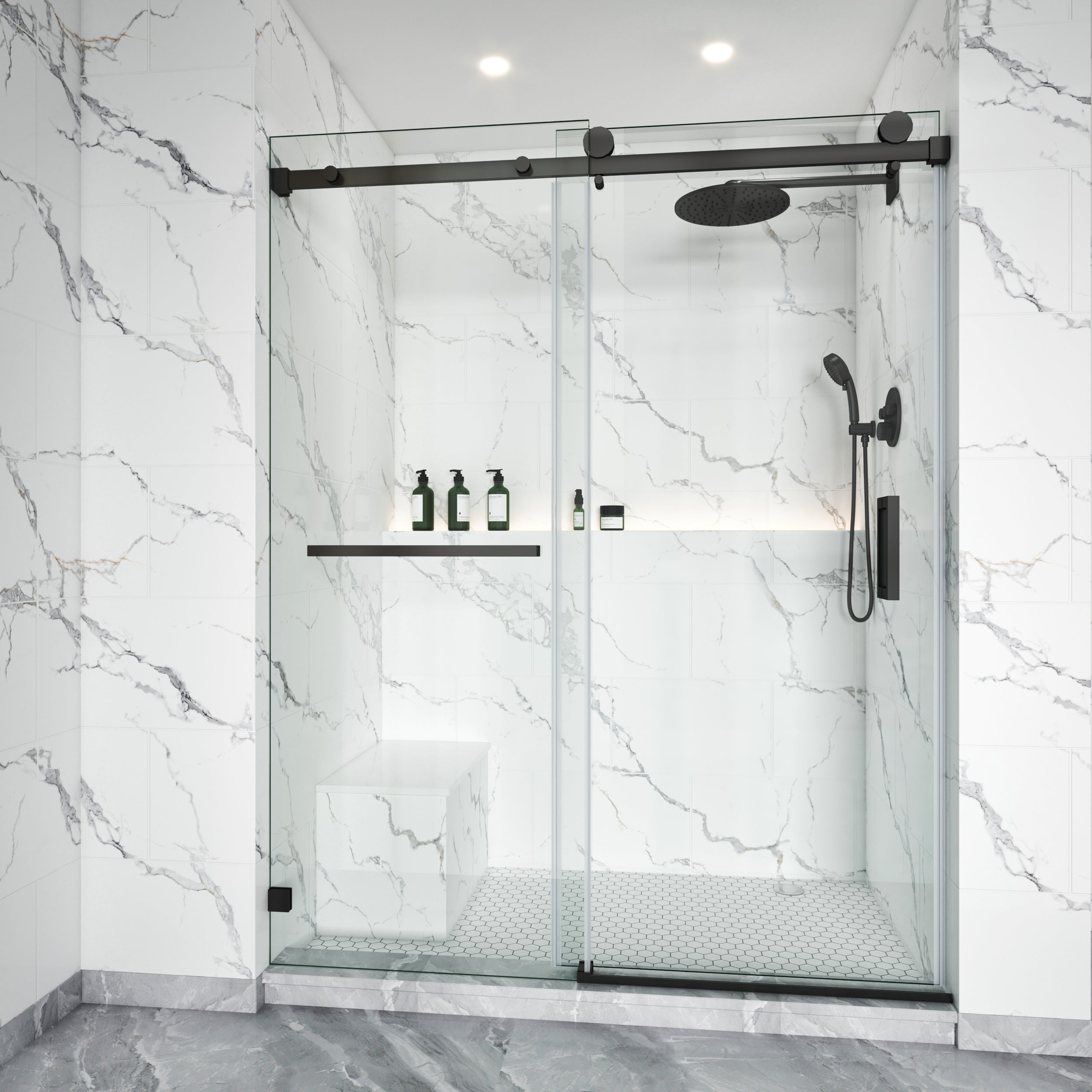 Frameless Single Sliding Shower Door 3/8 Tempered Glass BS-05