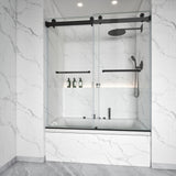 Double Sliding Frameless Tub Shower Door 3/8" Glass BD-01