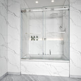 Double Sliding Frameless Tub Shower Door 3/8" Glass BD-01