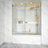 Single Sliding Tub Shower Door 3/8" Glass BS-04