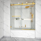 Tub Shower Door Frameless Single Sliding Square Bar BS-05