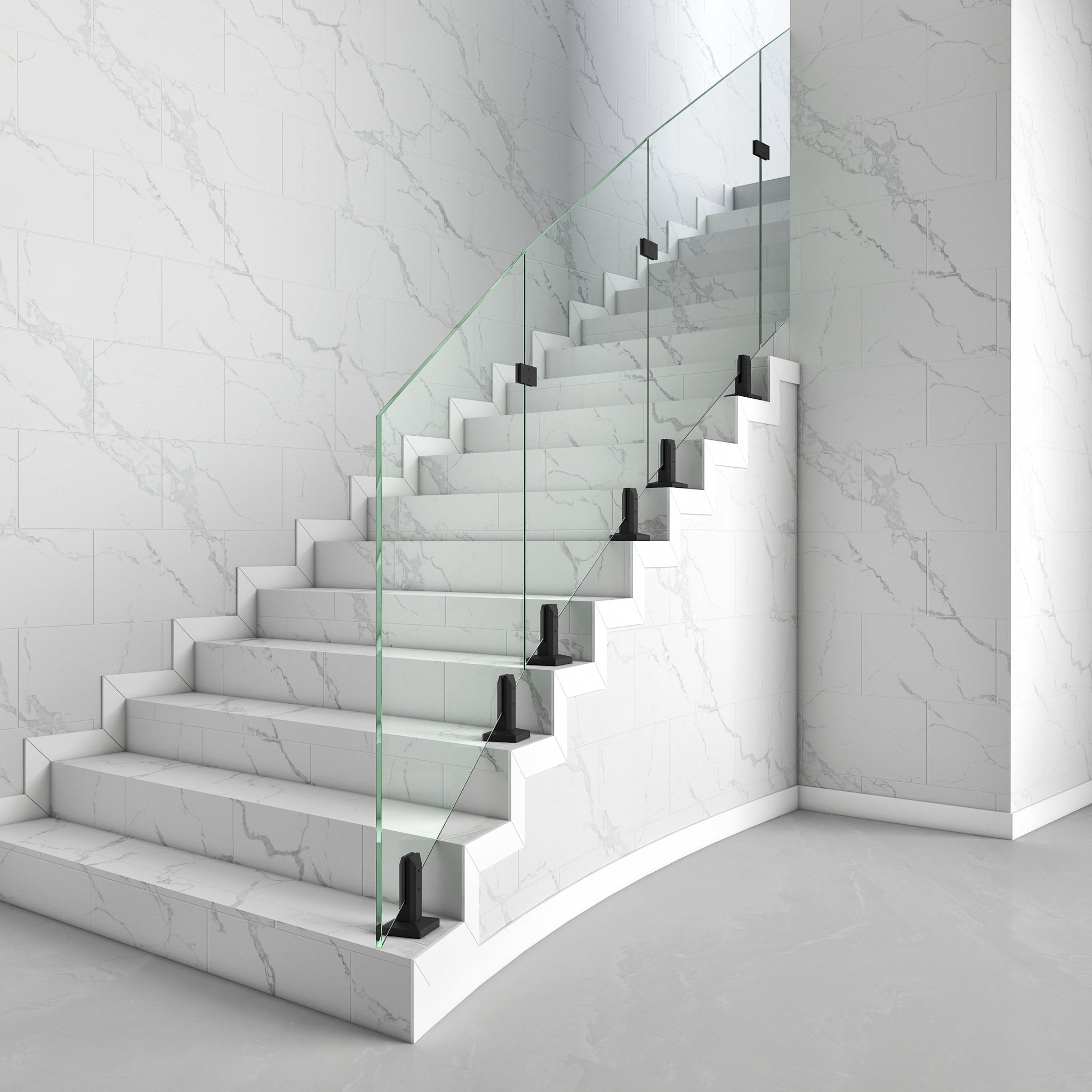 Bakiwhs 1/2‘ Tempered & Low - Maintenance Glass Stair Guardrail - Strong and Durable, Simple to Maintain - Bakiwhs