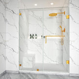 Bathroom Swing Door Frameless Glass Brass Hardware Height 72" BC - 04 - Bakiwhs