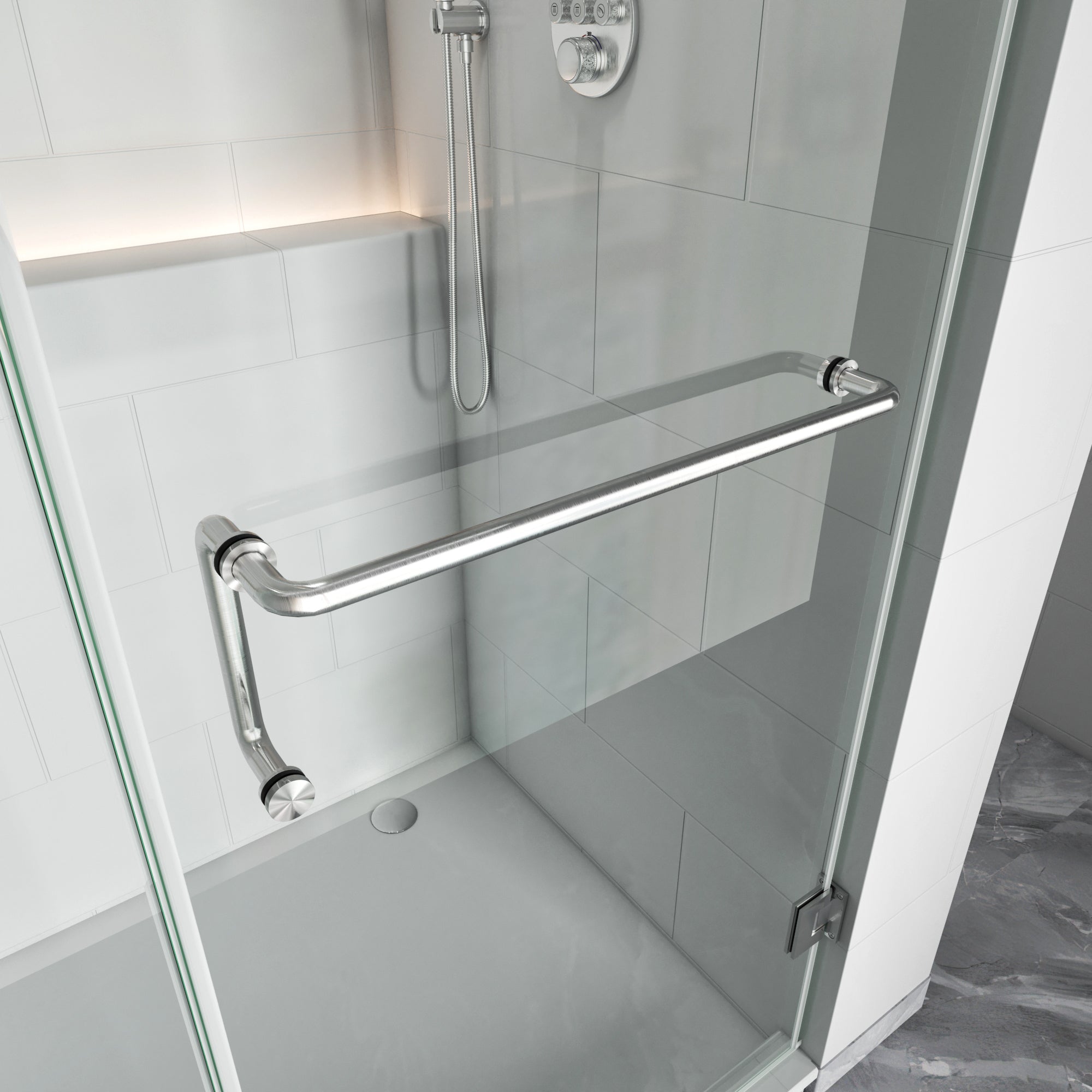 Bathroom Swing Door Frameless Glass Brass Hardware Height 72" BC - 04 - Bakiwhs