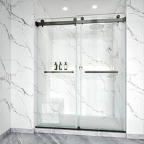 Frameless Double Sliding Shower Door Stainless Steel BD - 01 - Bakiwhs