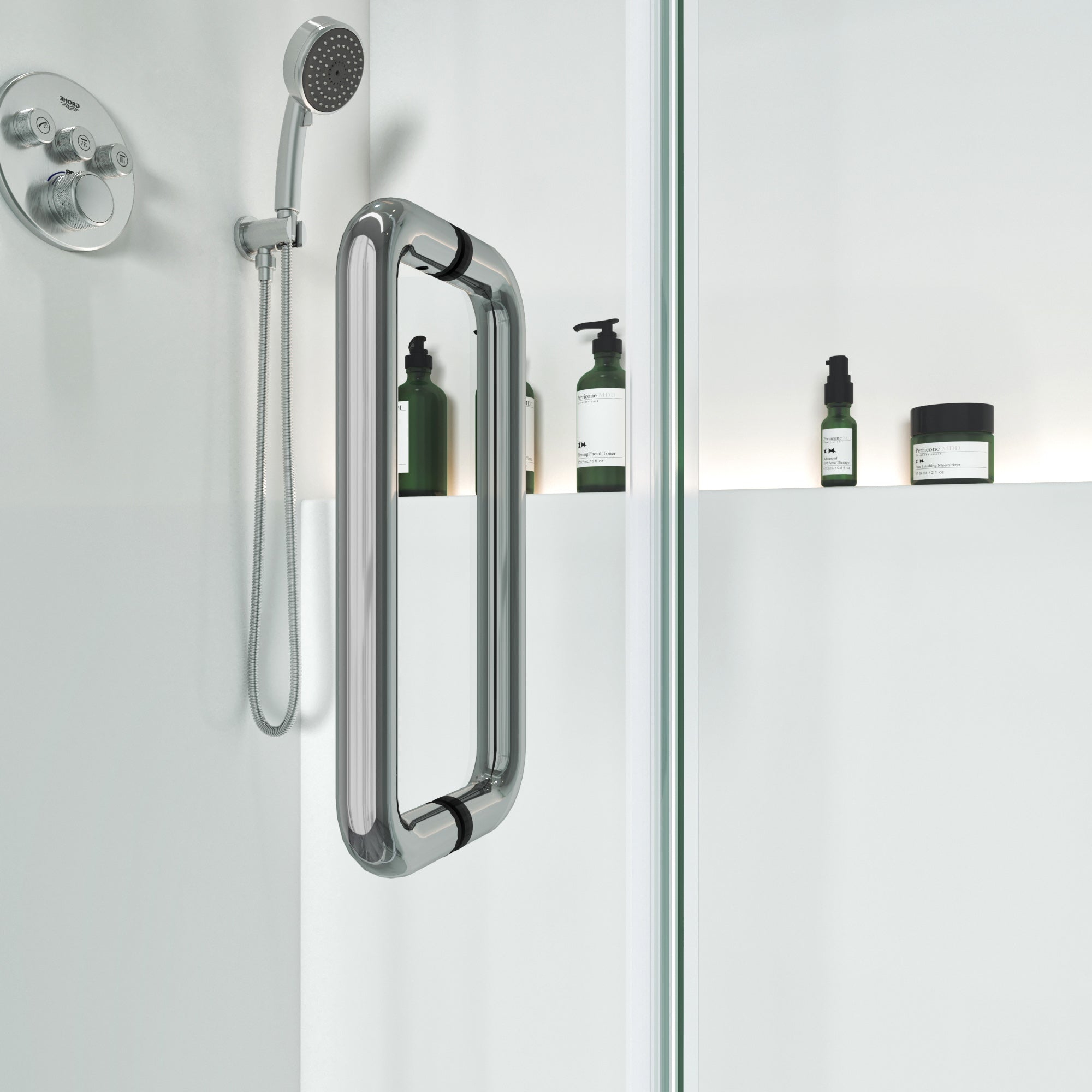 Frameless Swing Shower Door Brass Hardware L style Height 76" BC - 02 - Bakiwhs