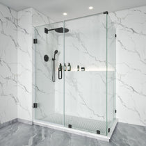 Frameless Swing Shower Door Brass Hardware L style Height 76" BC - 02 - Bakiwhs