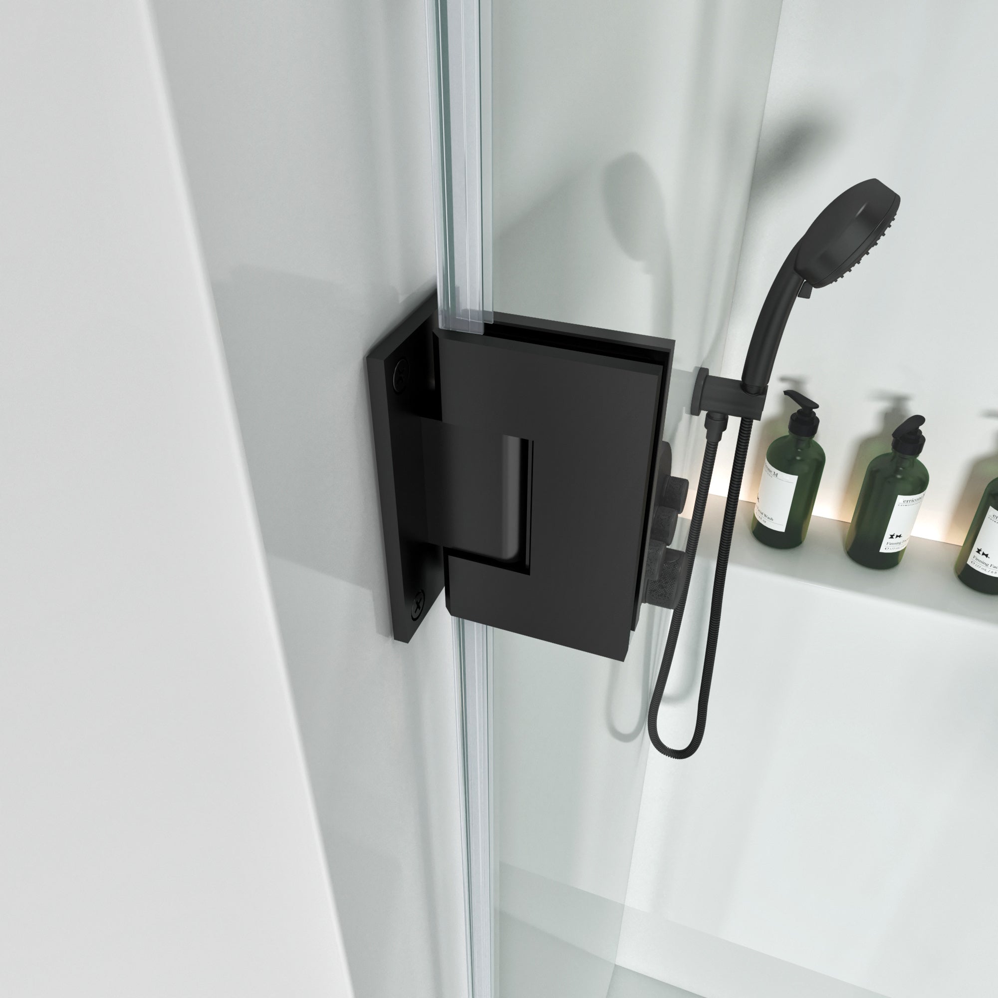 Frameless Swing Shower Door Brass Hardware L style Height 76" BC - 02 - Bakiwhs
