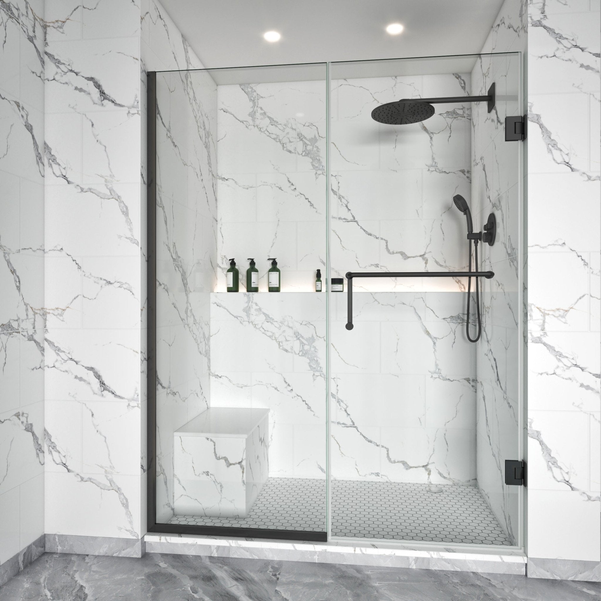 Shower Swing Door with U Channel on Fixed Panel Width Adjustable Height 80" BC - 09 - Bakiwhs