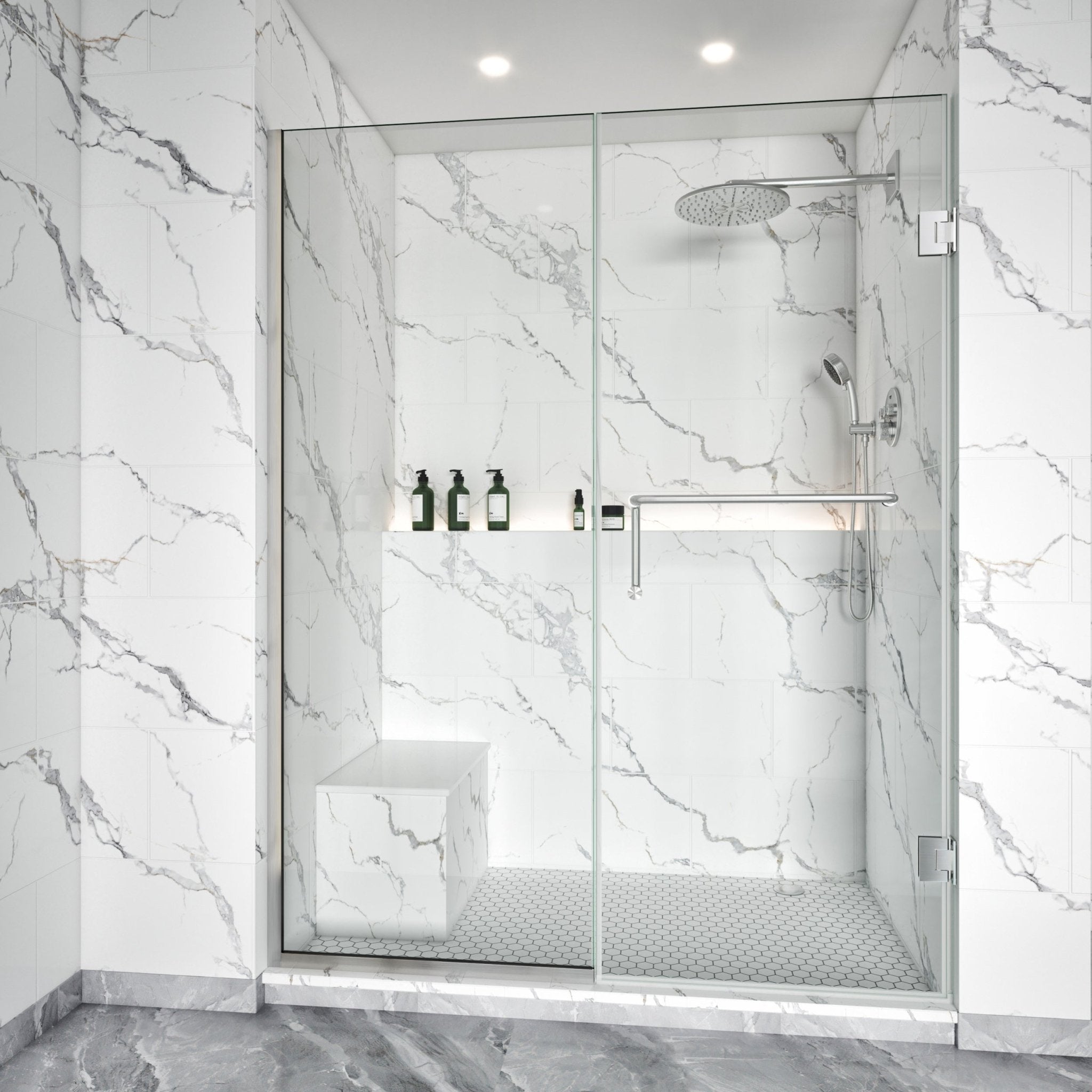 Shower Swing Door with U Channel on Fixed Panel Width Adjustable Height 80" BC - 09 - Bakiwhs