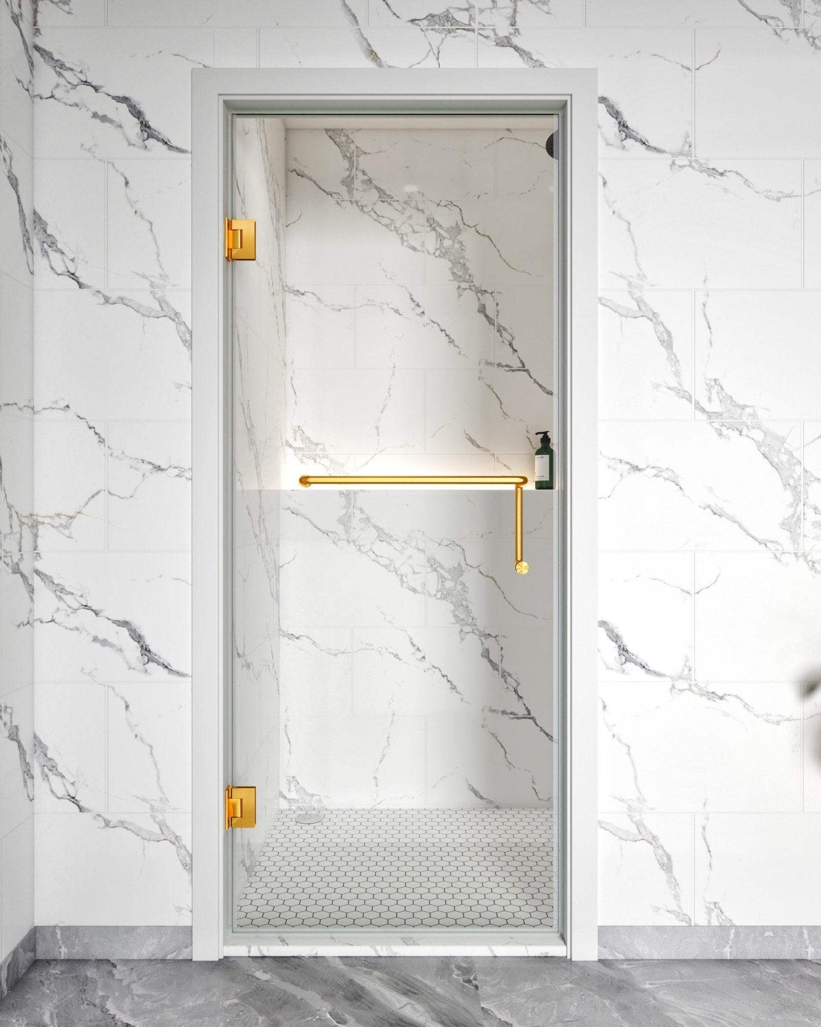 Single Swing Glass Door for Shower Brass Hardware Height 80" BC - 10 - Bakiwhs